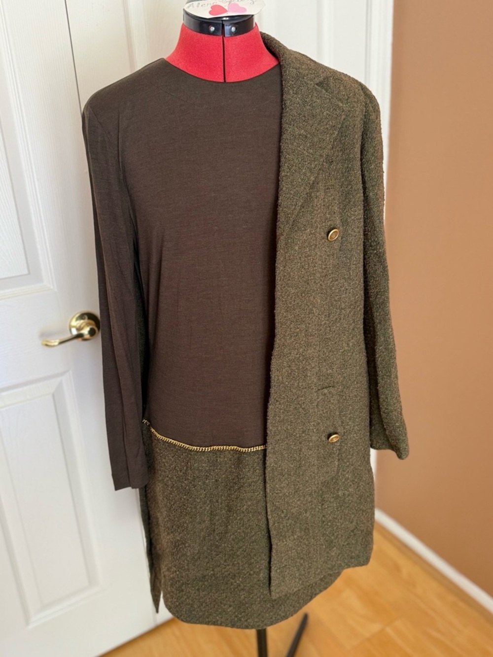 🔥CHANEL WOOL TWEED CASHMERE SILK LONG COAT AND DRESS SET🔥